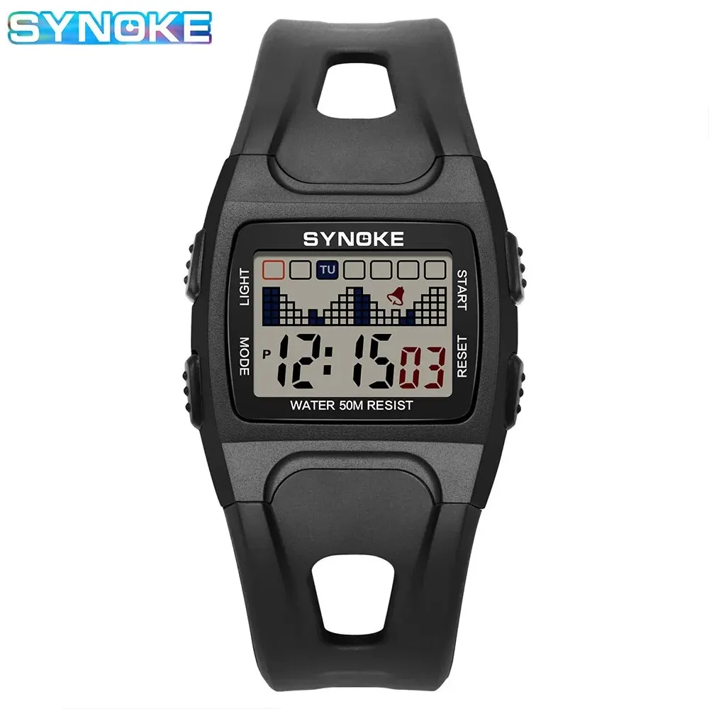 SYNOKE Student Electronic Watch Outdoor Sports Boy Luminous Waterproof MultiFunction Watch Retro Small Square Watch For Kids