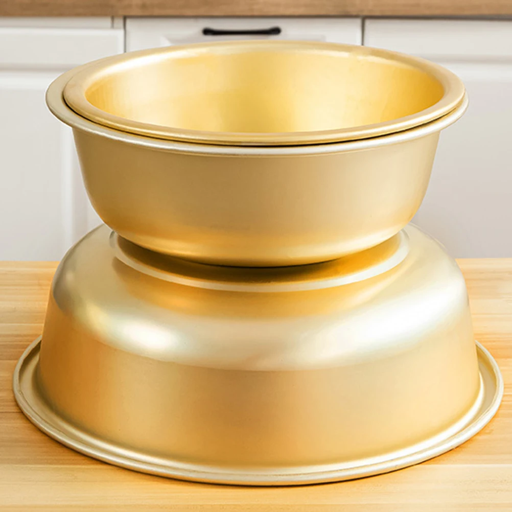 

1Pcs Round Yellow Aluminum Kitchen Wash Basin Thick Soup Basin for Fruits and Vegetables