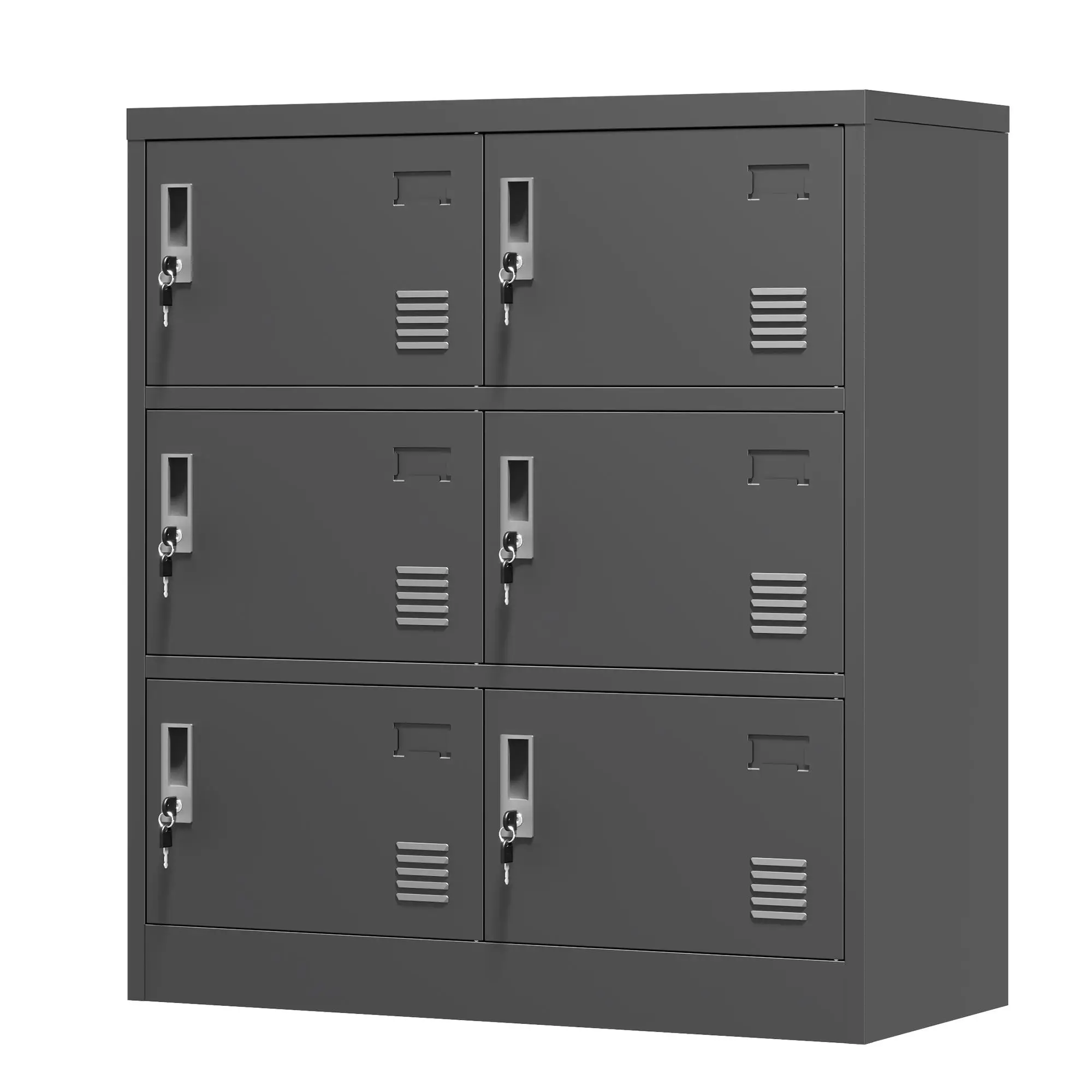 6-Door Metal Storage Locker for office , Gym, School & Home with Card Slot - Black Employee Lockers