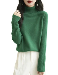 Women Turtleneck Merino Wool Cashmere Sweater Long Sleeves Autumn Winter Sweater Women's Knitting Jumper Female Pullover Sweater