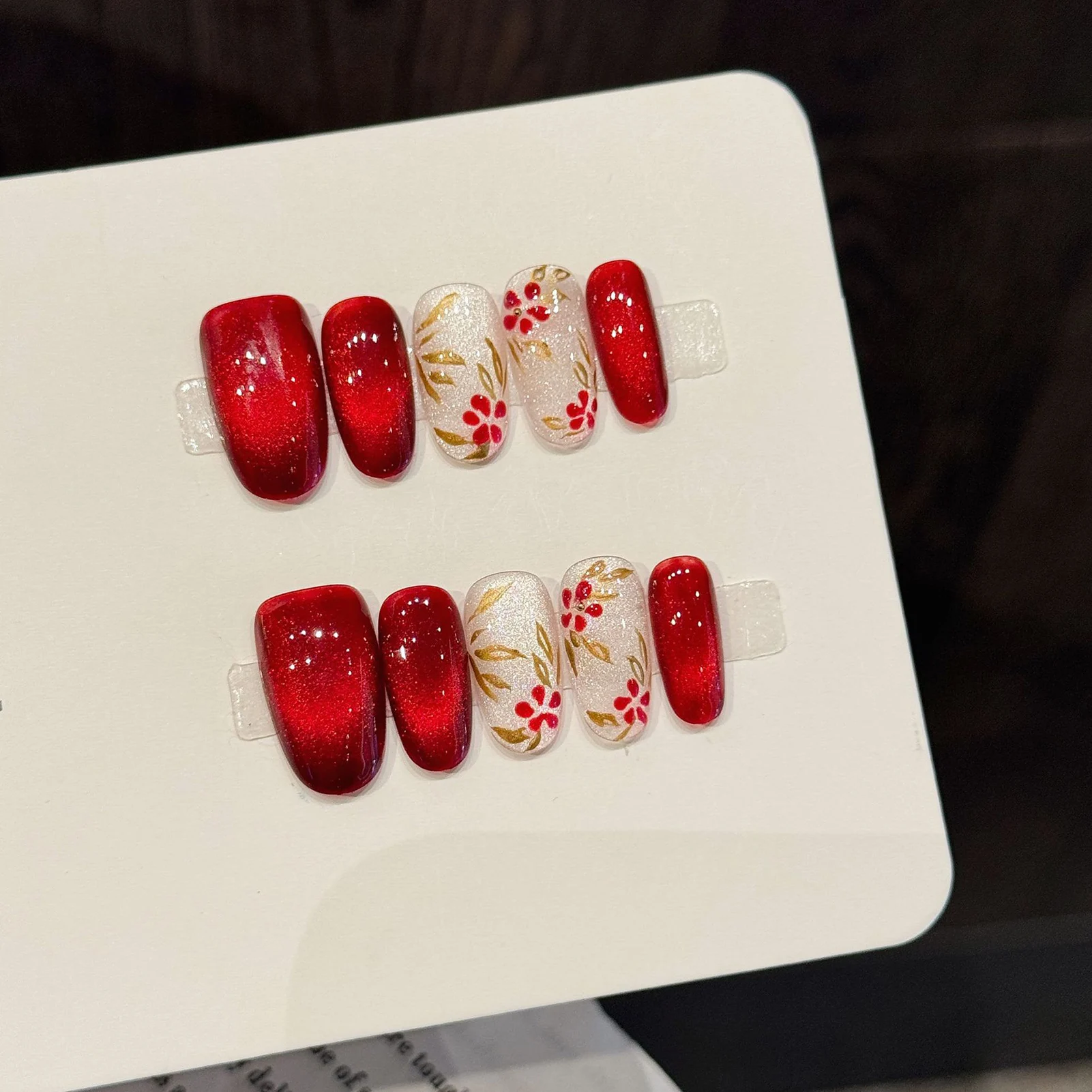 10pcs Handmade Press On Nails Short Almond False Nails With Aurora Pearl Decor Wearable Blue-Ocean Theme Fake Nails For Women view 5