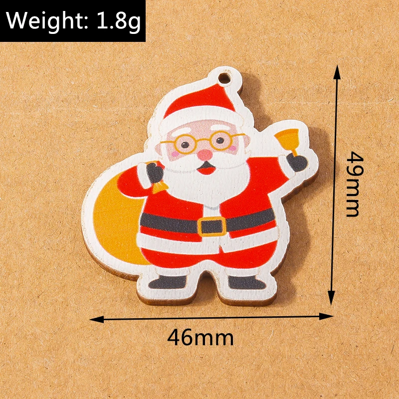 10 stücke Holz Weihnachten Charme für Schmuck machen Wasser tropfen Form Elch Santa Claus Anhänger DIY Halskette Ohrring Weihnachten Geschenk liefert – Detail 1