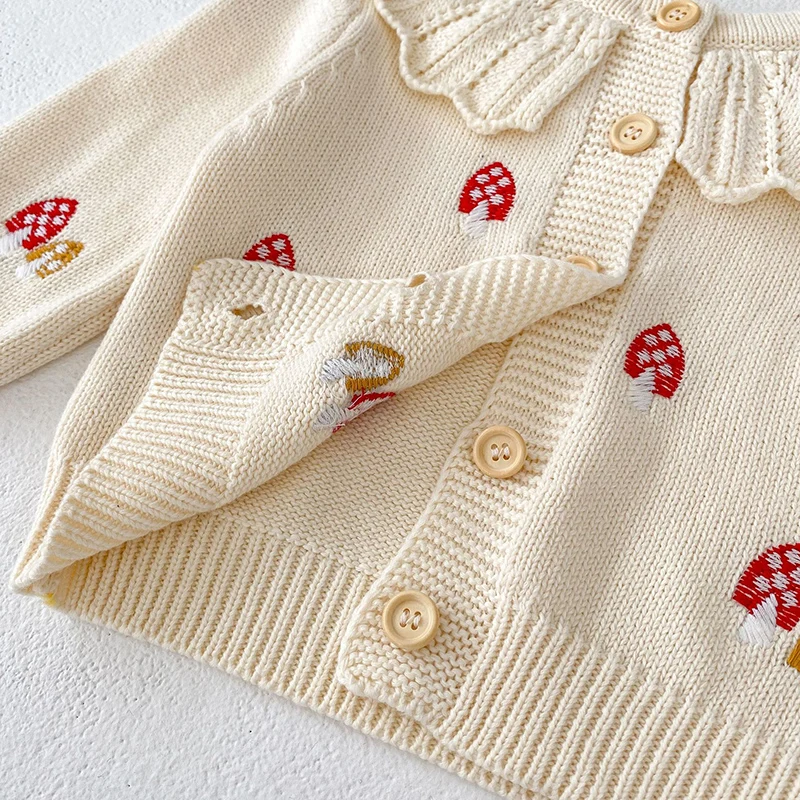 Autumn Winter Toddler Baby Girls Clothes Suit Long Sleeved Knitted Embroidered Cardigan+Jumpsuit Children Knitted Clothing Set