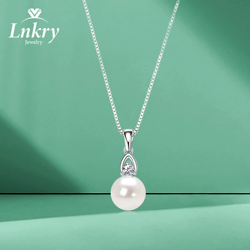 

Lnkry Collier Argent 925 Sterling Silver Necklaces 9-10mm Freshwater Pearl Pendant Necklace Romantic Valentine's Day Jewelry