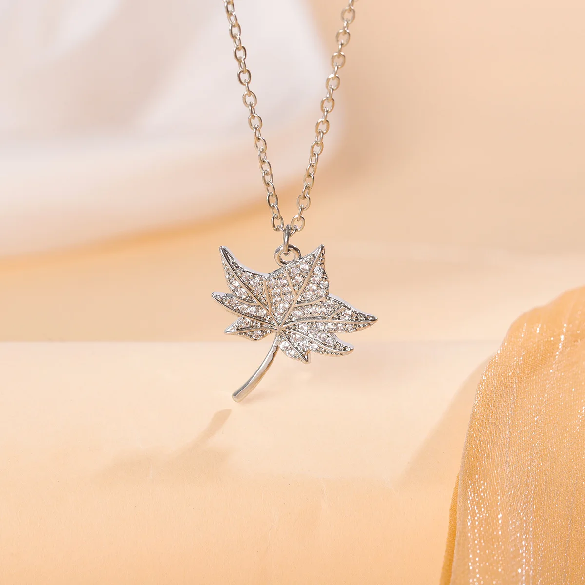Fashion Temperament Crystal Maple Leaf 925 Sterling Silve Exquisite Pendant Necklaces  XL287 view 5