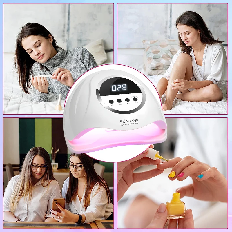 320W UV LED Nail Lamp 72LEDS Gel Polish Drying Lamp with Automatic Sensing 4 Timer Professional Nail Dryer Manicure Salon Tools