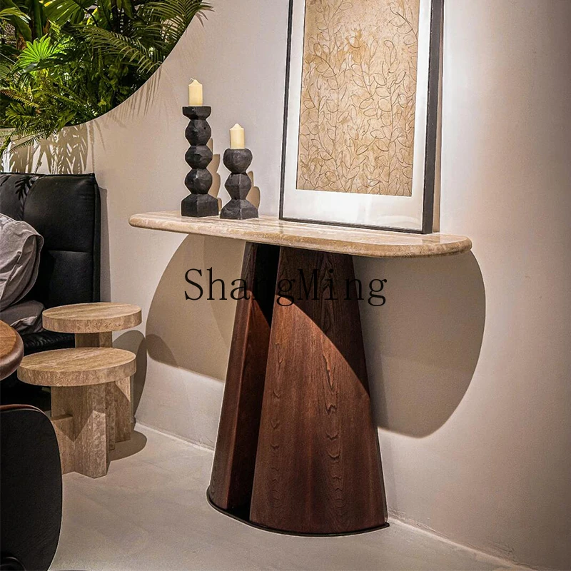 

FG Creative Travertine Entrance Table Marble Minimalist Entrance Desk Entrance