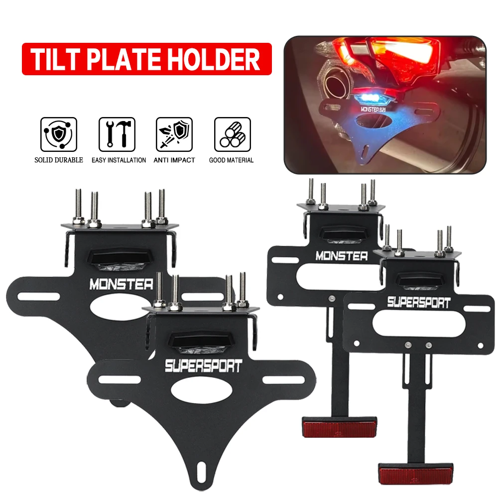 

License Plate Holder Fender Eliminator For DUCATI Monster 1200 797 659 821 R S 2017 2025 Tail Tidy LED Light Supersport 939 950