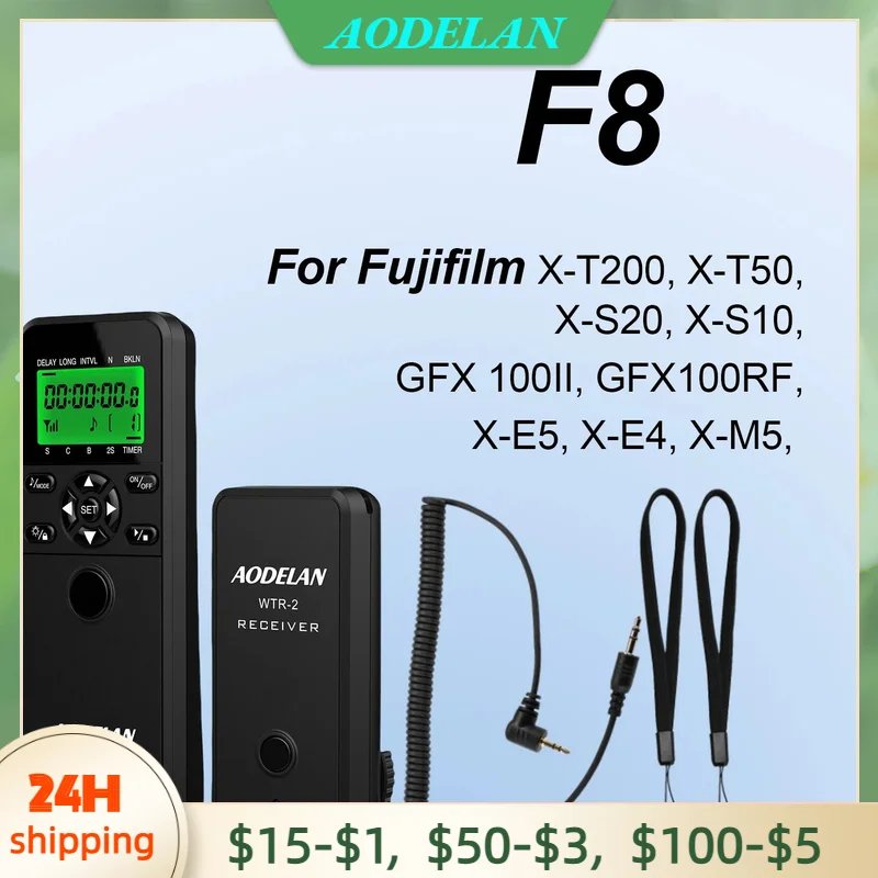 AODELAN 카메라 무선 셔터 릴리즈 타이머 Fujifilm X-T200 X-T50 X-S20 X-S10 X-E5 X-E4 X-M5 GFX100RF 용 원격 제어