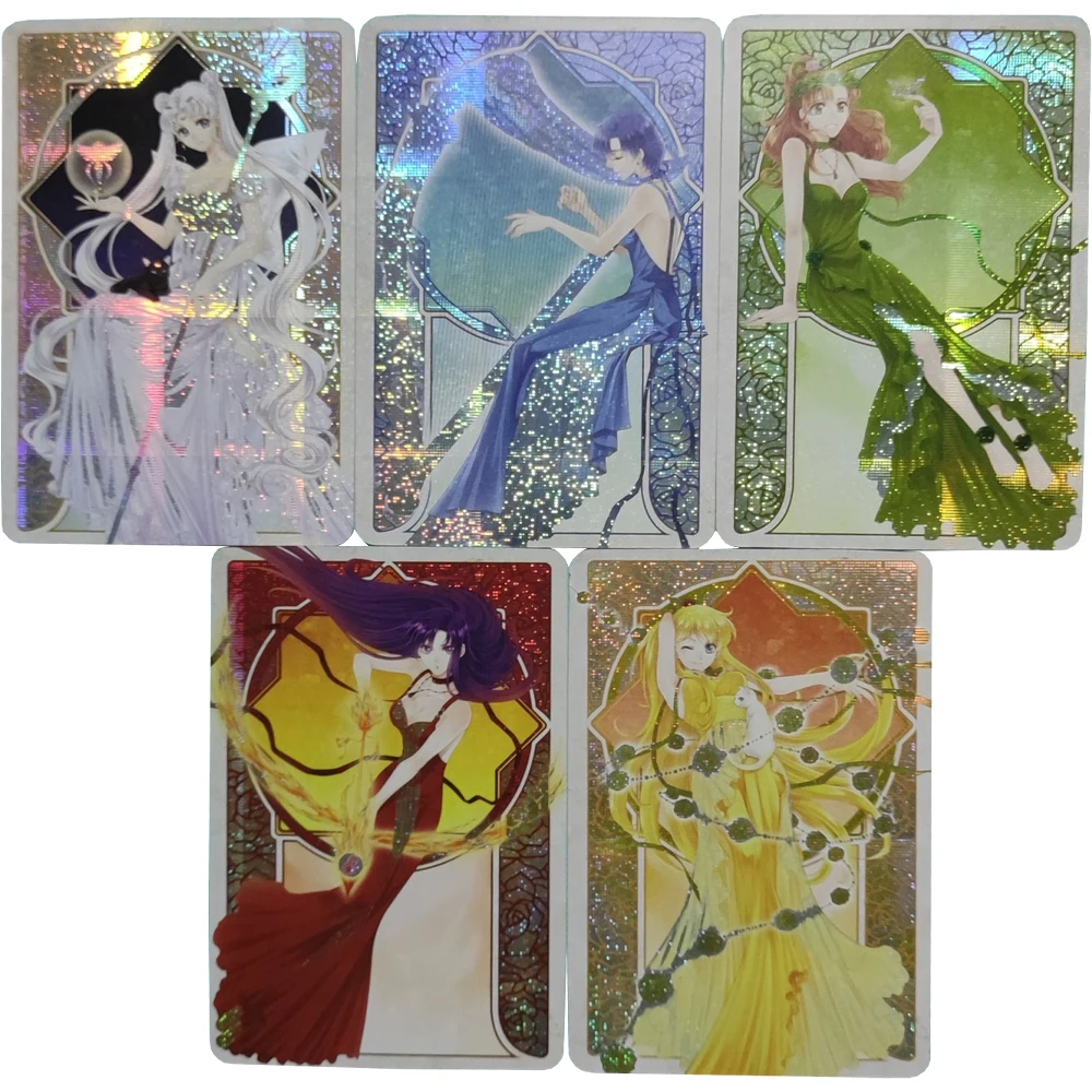 

5Pcs/set Anime Girls Flash Cards Tsukino Usagi Aino Minako Hino Rei Kino Makoto Kawaii Game Anime Collection Cards Gifts Toys