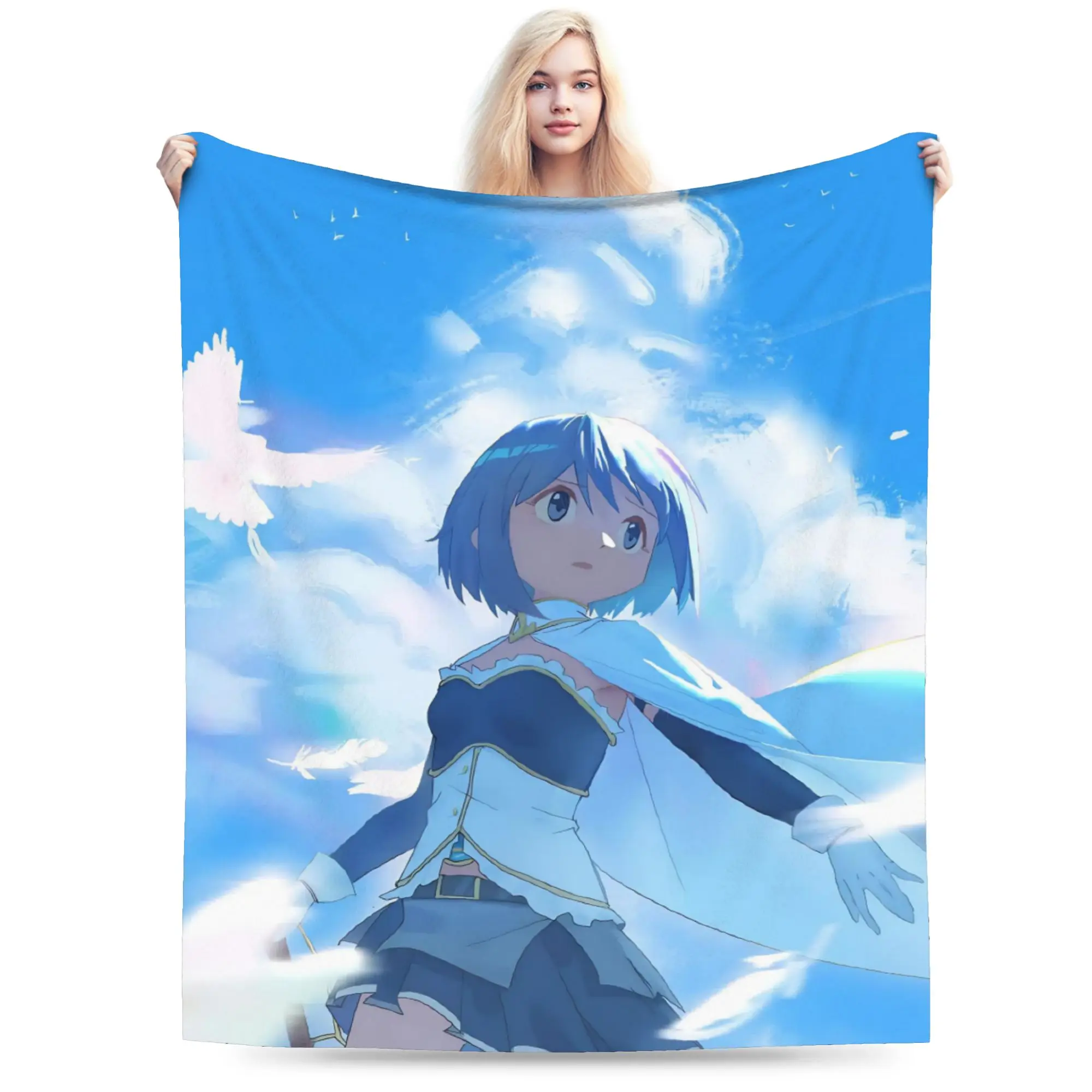 Sayaka Puella Magi Madoka Magica Anime Blanket Flannel Spring/Autumn Lightweight Throw Blanket for Bed Couch Bedding Throws