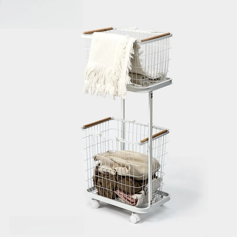 Double-layer laundry basket for household use, mobile high-value, storage basket