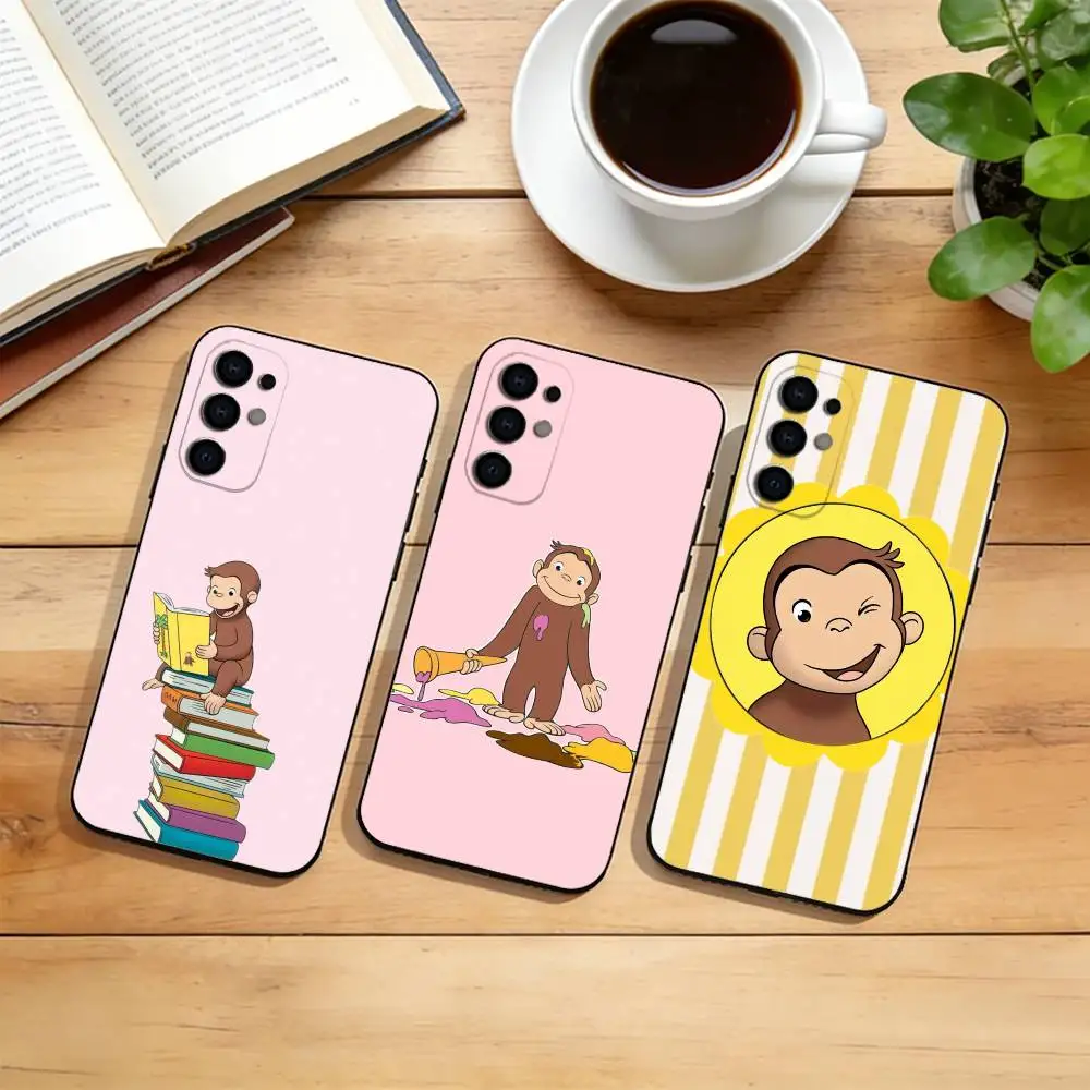 

Monkey C-Curious George Phone Case Black Silicone Soft For Samsung S25,S24,S21,S22,S23,S30,Ultra,S20,Plus,Fe,Lite