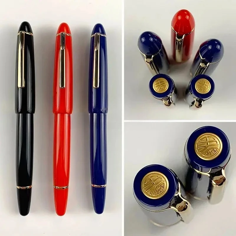 

Wingsung 629 Piston Filling Fountain Pen Iridium Gold EF/F Nib Black Dark Blue Resin Writing Ink Pens Business Writing Gifts