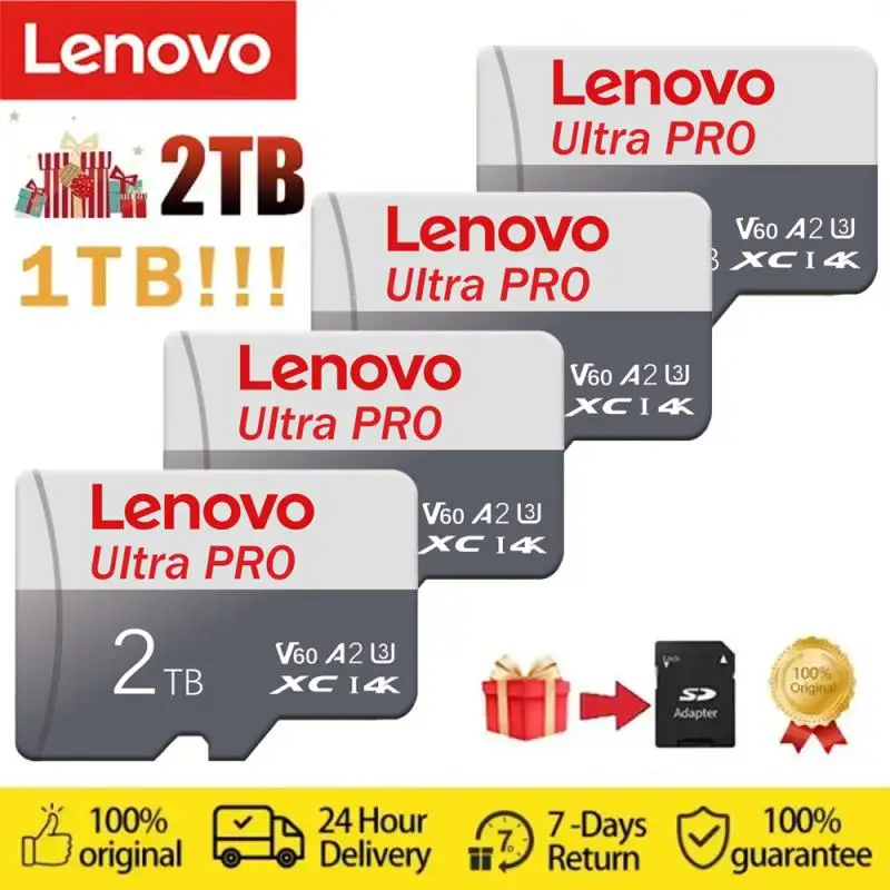 Lenovo TF SD Memory Card 128GB 256GB For Cam Mobile Phone Micro TF SD Card U3 V60 A2 4K Reading Speed 170MB/s TF Card 1TB 2TB