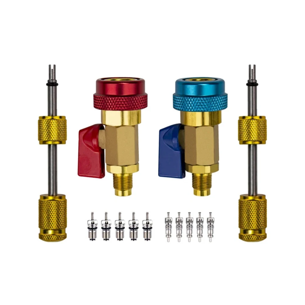 

2PCS High Low Pressure Couplers Valve Core Remover Tools Kit Replacement For R134A Air Conditioner System