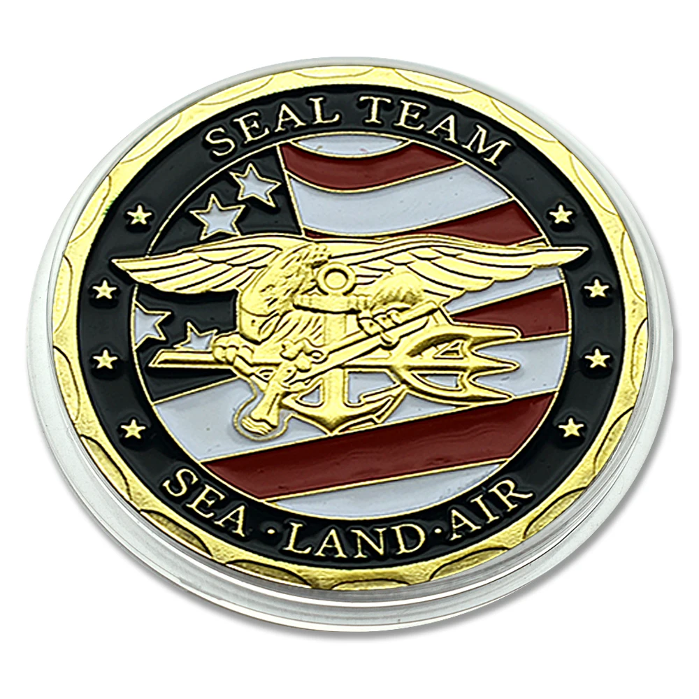 

USA Sea Land Air Gold plated challenge Coin Seal Team Challenge Medal Department of The Navy Military Eagle Souvenir Gift - RARE