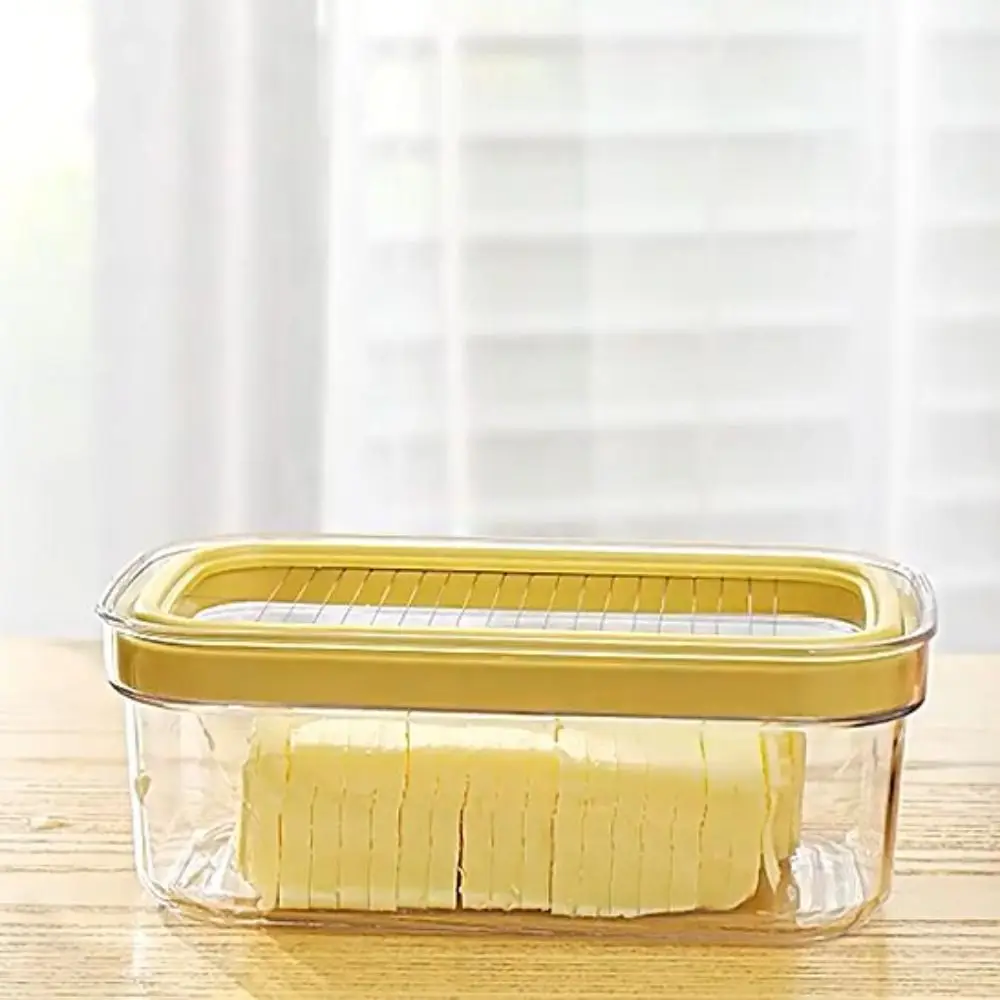 Household Hand Press Butter Keeper Plastic with Sealing Lid Butter Slice Container Anti-Scratch Butter Slicing Box Fridge