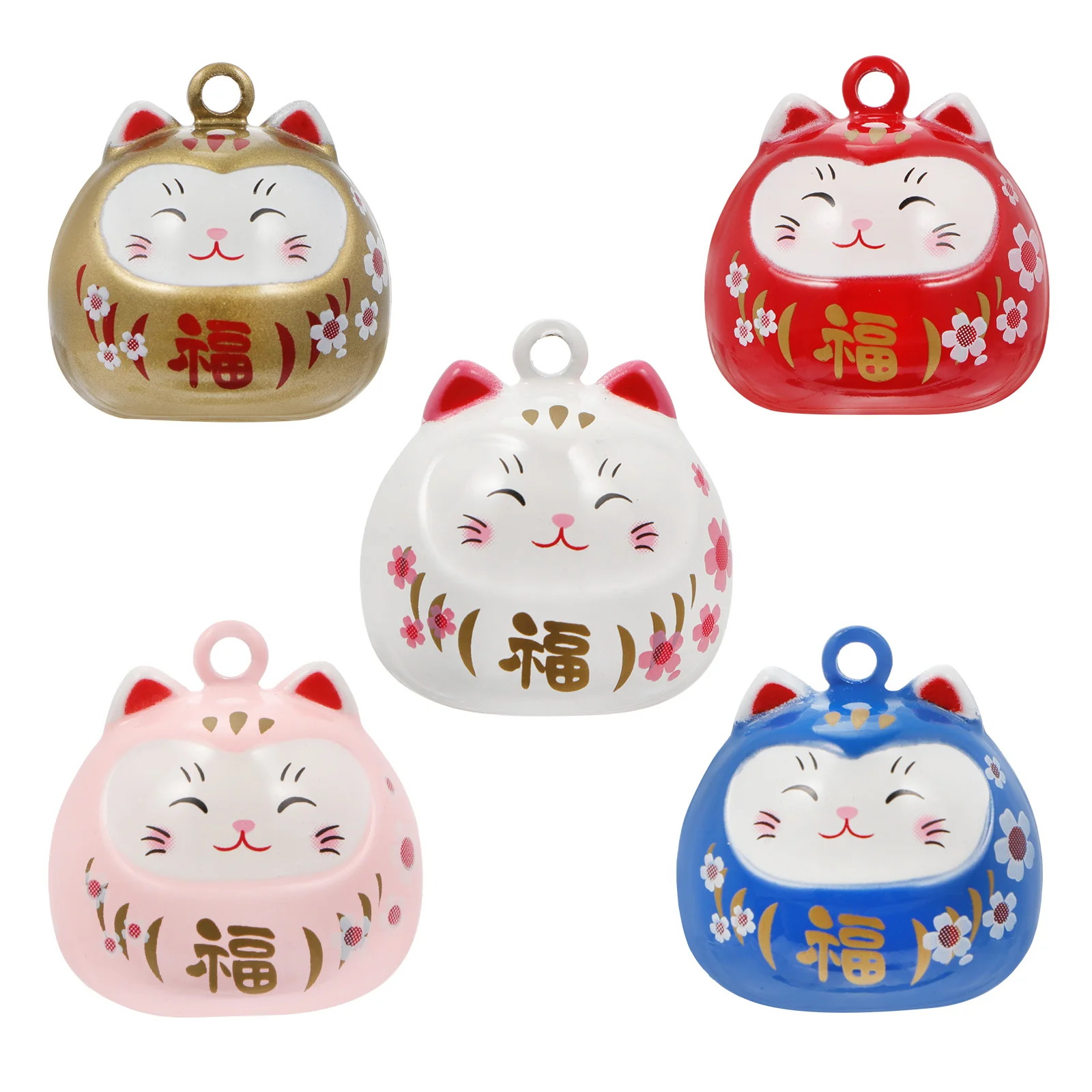 

5 Pcs Lucky Cat Pendant Hanging Bell Stylish Earring Accessories Bracelet Creative Drop Copper Jewelry Making Supplies