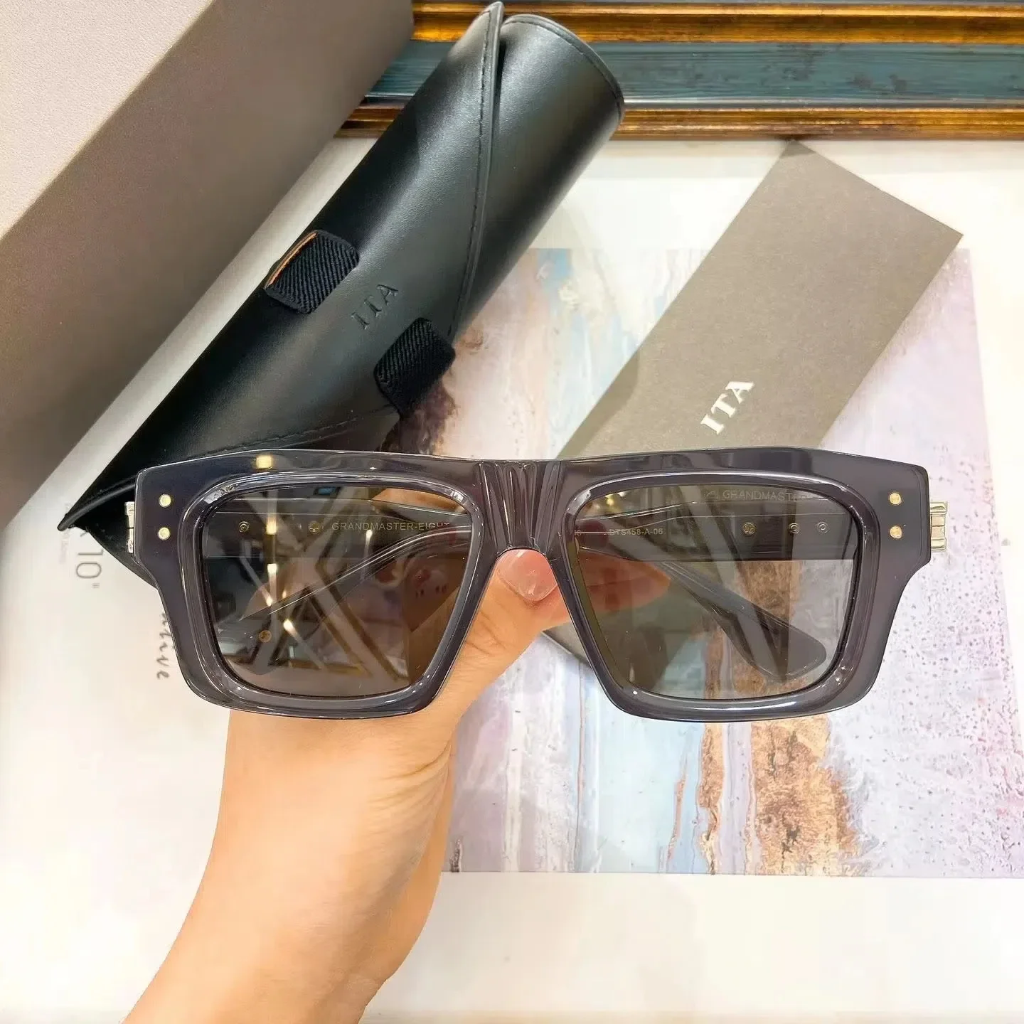 

Original ADITA DTS458 Trendy Luxury Designer Top Quality Men Sunglasses Retro Leisure Classic Business UV Women Couple Eyewear