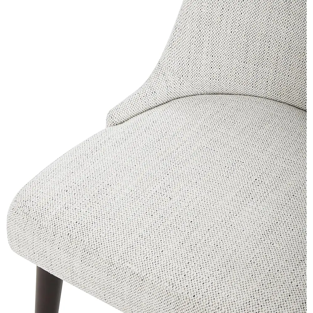 Cadeira de jantar moderna e média, cadeira estofada em tecido, conjunto de 2, marfim