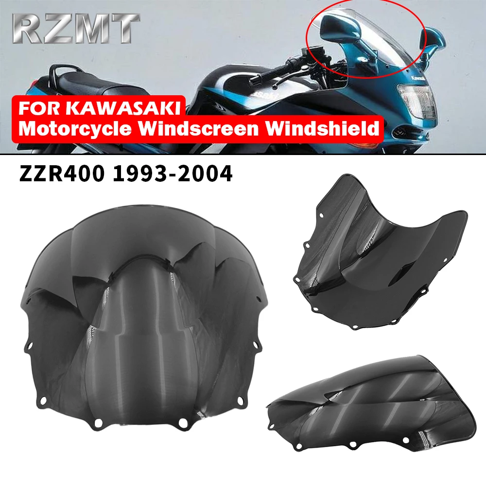 For Kawasaki ZZR400 1993-2004 ZZR 400 Windscreen Windshield Shielda Double Bubble Wind Deflector Motorcycle Accessories