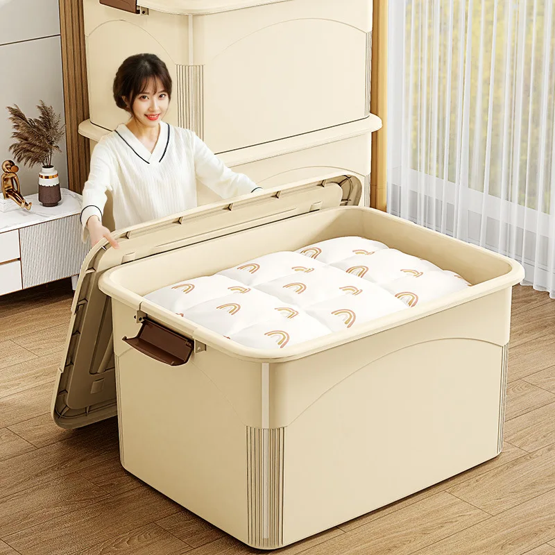 

Large capacity storage box, clothes sorting box, plastic with wheels, sundries, toys, books, storage box