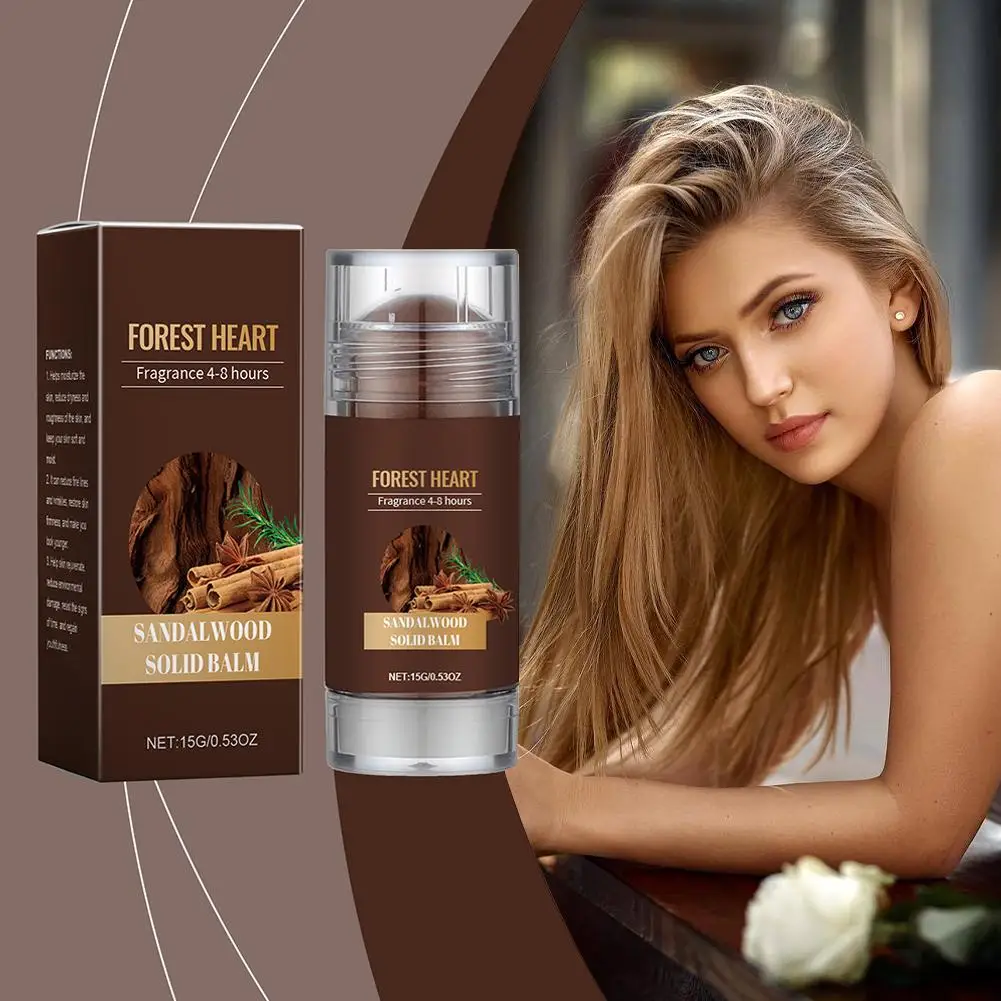 Bálsamo de sándalo de 15g, barra de aroma corporal de larga duración, desodorante de feromonas, atracción de fragancia Natural sólida J3l4