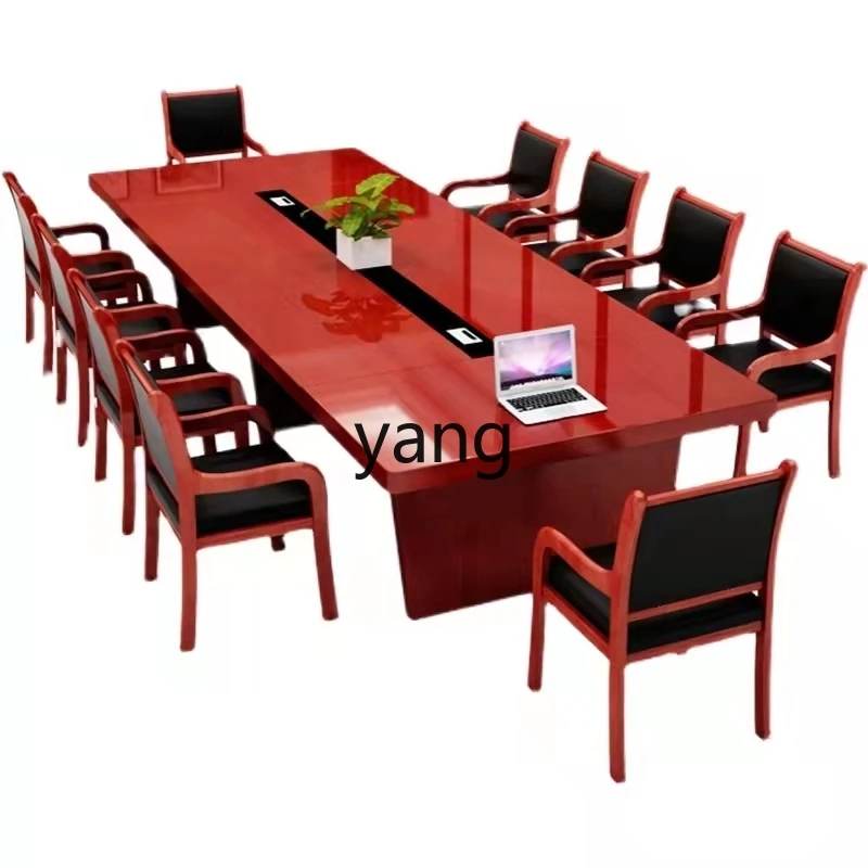 

Yjq Paint Conference Table Stickers Simple Modern Rectangular Staff Office Training Negotiation Table and Chair Combination