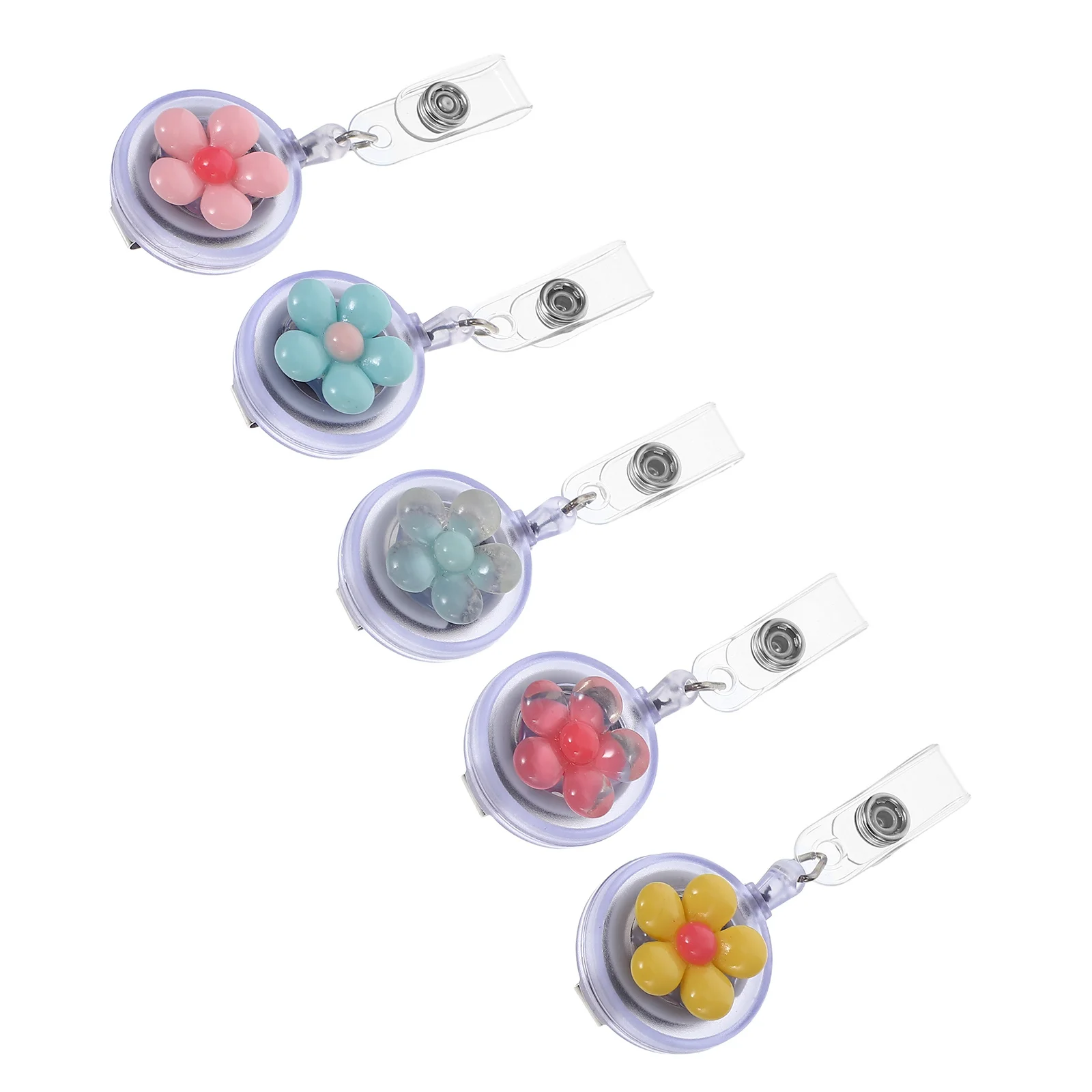 5 قطعة مشبك دوار على شكل زهرة حامل معرف قابل للسحب لموظفي المكتب مطعم خادم اسم العلامة شارة كليب القرطاسية هدية #4