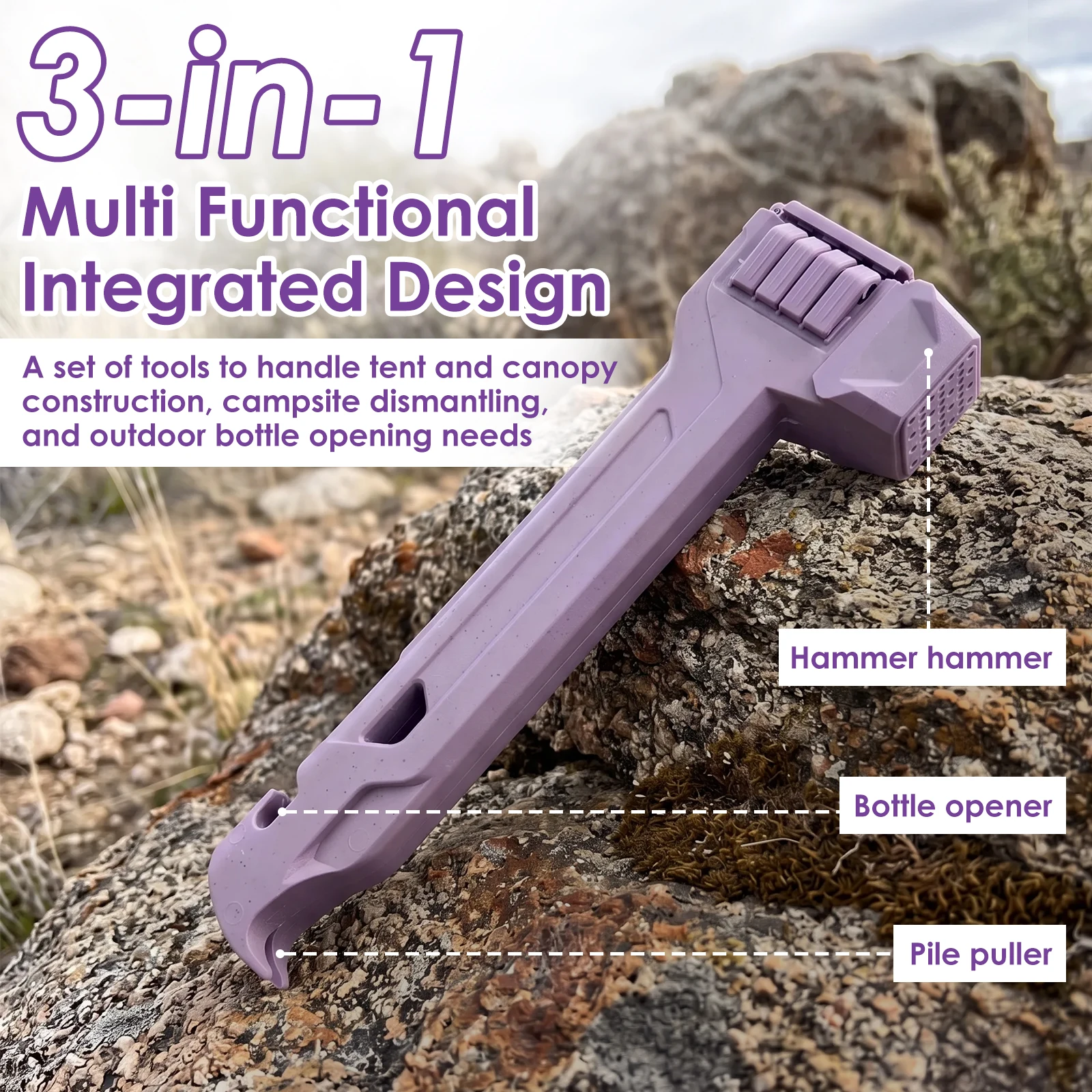 Camping Hammer with 8 Pegs Camping Mallet Tent Stake Puller Camping Hammer Camping Mallet Tent Stake Hammer for Outdoor Hiking