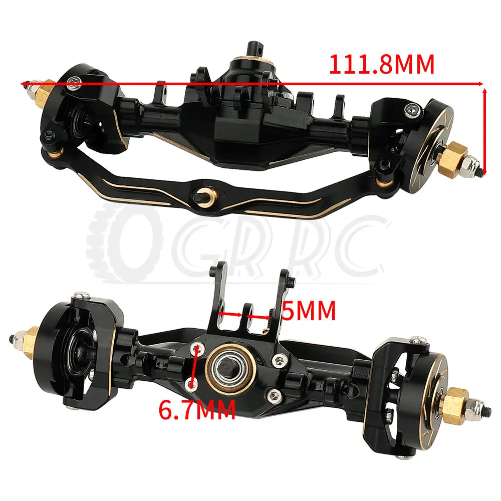 Brass Black Coating TRX4-M Front and Rear Straight Axle with Steel Gears for 1/18 RC Crawler TRX4M Metal Upgrade Parts