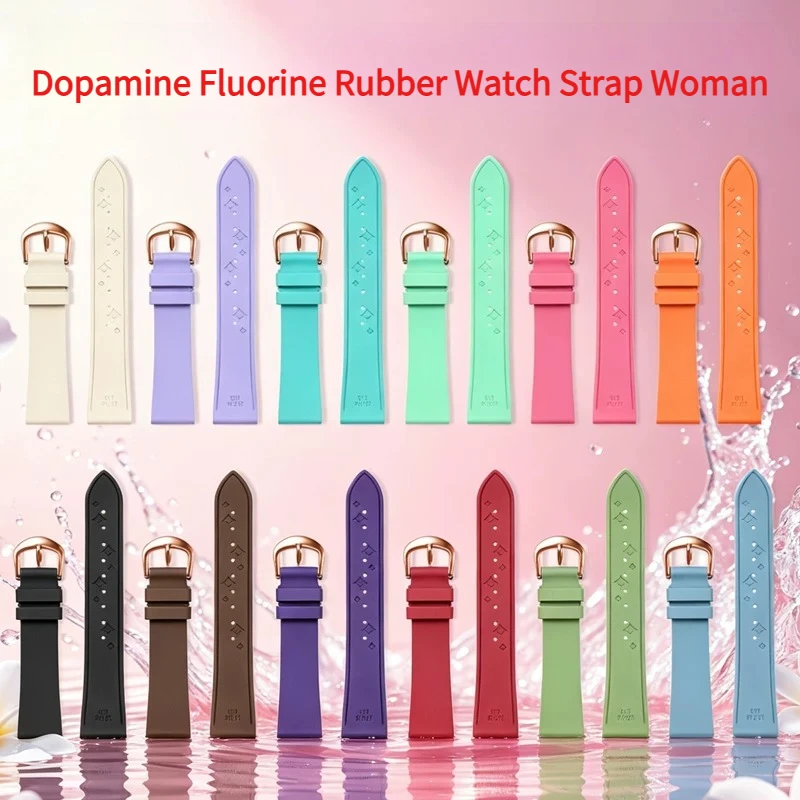 Ремешок для часов из фторкаучука Dopamine для оригинальных часов FIYTA Four-Leaf Clover Swarovski 5698300 5672931 Armani AR11701 FKM