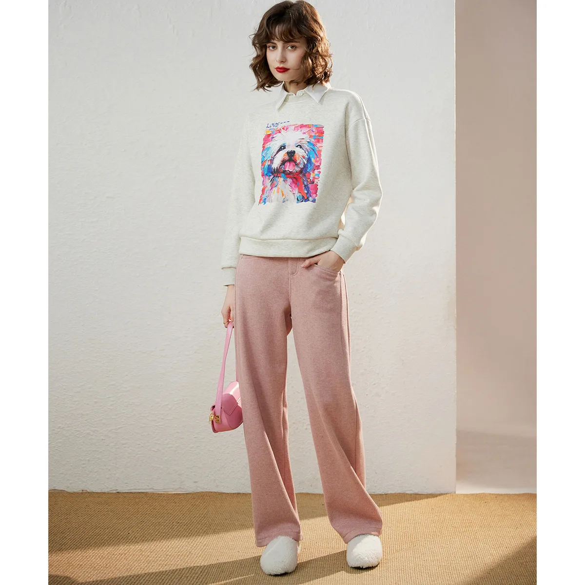 LOUISYAO Fashion Printed Women's Long Sleeve Sweatshirts 2025 Winter Thick Fleece Round Neck Hoodie Chic Street Woman Tops