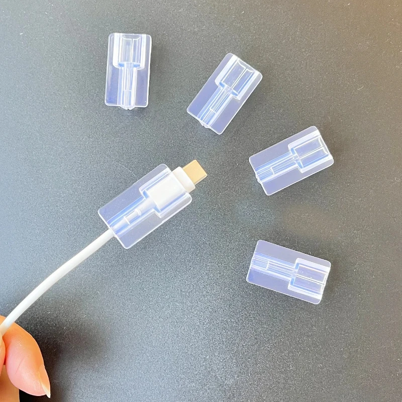 10pcs Soft Silicone Charger Cable Winder Fast Charging Cable Protector Sleeve for IPhone Data Cord Clear Case Clip, Cord Hider view 3