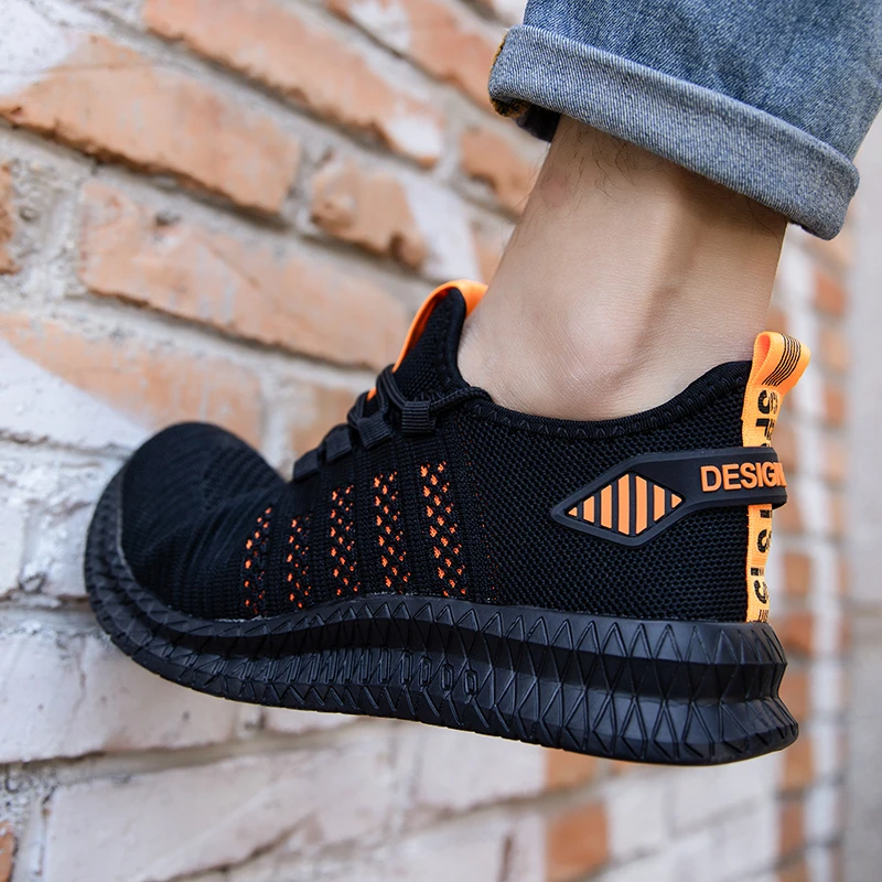 Men Work Boots Anti-stab Safety Sneakers Male Work Safety Shoes Men's Safety Boots Anti-smash Work Shoes with Steel Toe Shoes