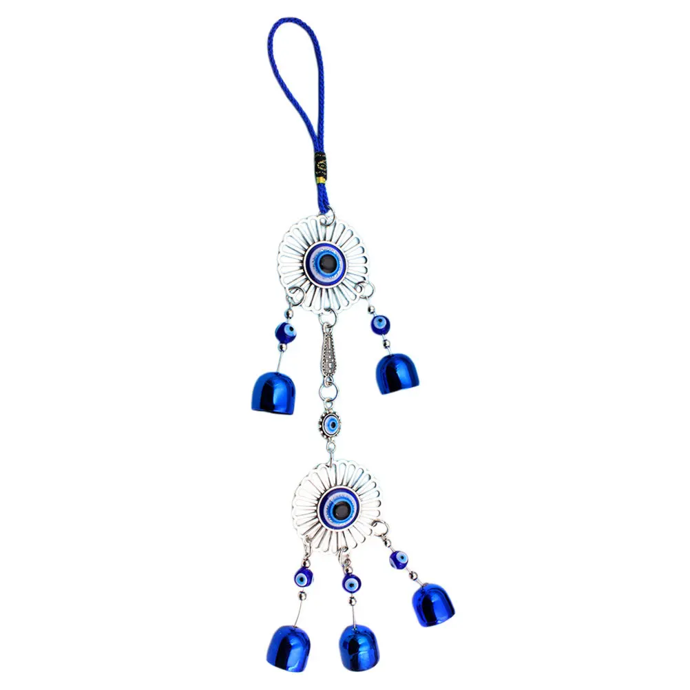 

Blue Evil Eye Hollow Car Wind Chime Bell Charm Hanging Ornament Lucky Protection Decoration for Car Rearview Mirror Home Garden