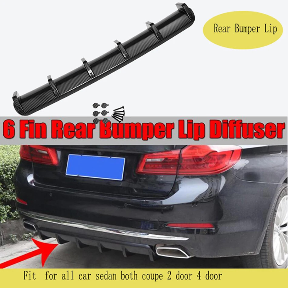 

6 Fin Shark Universal Car Rear Bumper for BMW for Audi for VW Golf for Benz Car-styling Lip Diffuser Kit Car Bumper Spoiler Lip