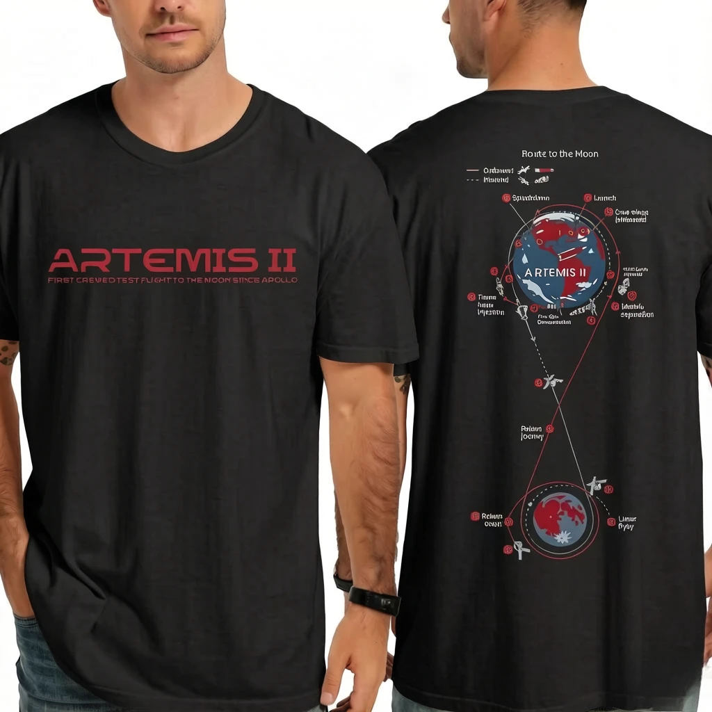 La camiseta estampada para hombre con diseño conceptual de "Artemis II" 2026 es una camiseta unisex con cuello redondo, éxito de ventas para la misión lunar Artemis II.
