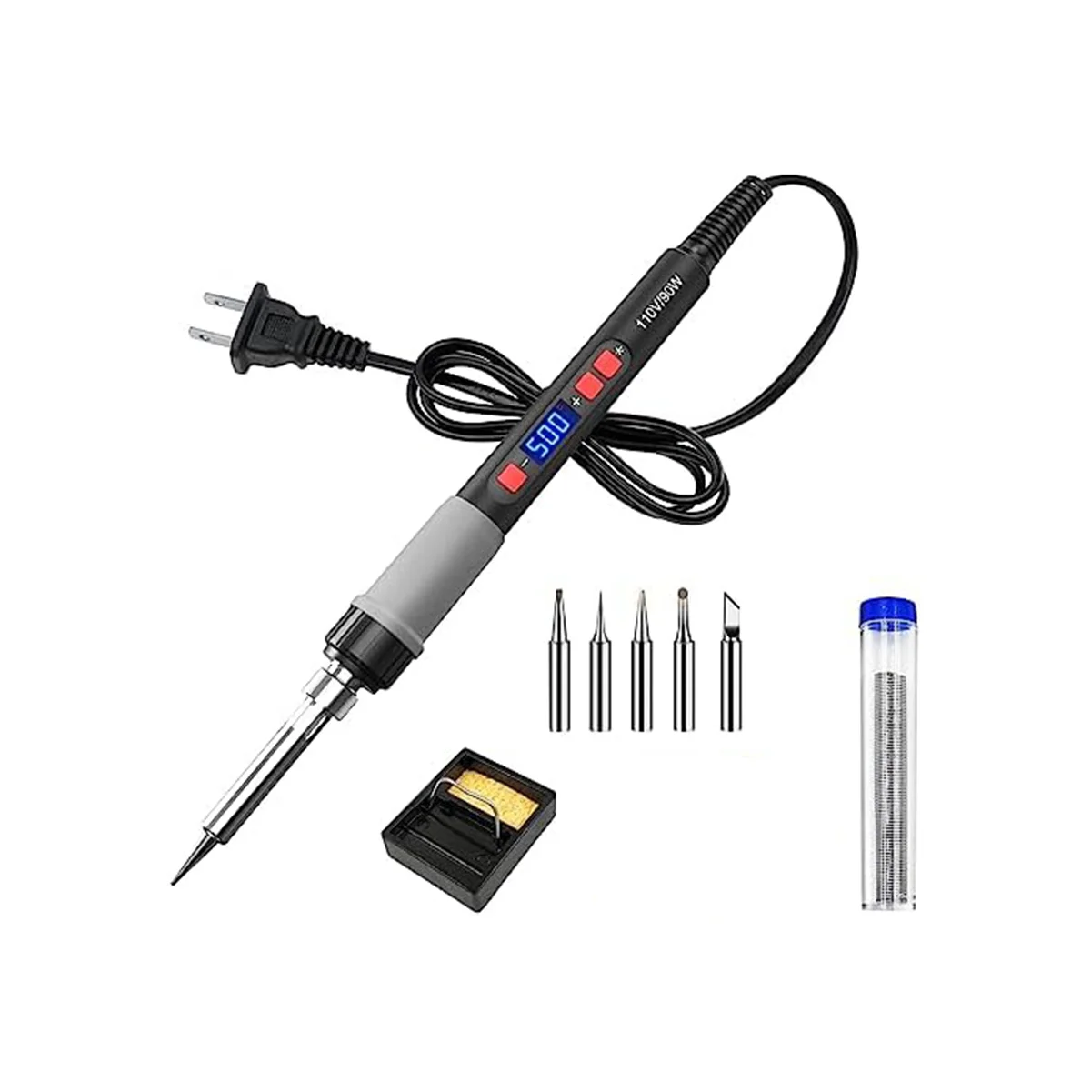 Soldering Iron Kit, 80W LCD Digital Display Adjustable Temperature Solder Iron 180 to 500°C, for Soldering US Plug