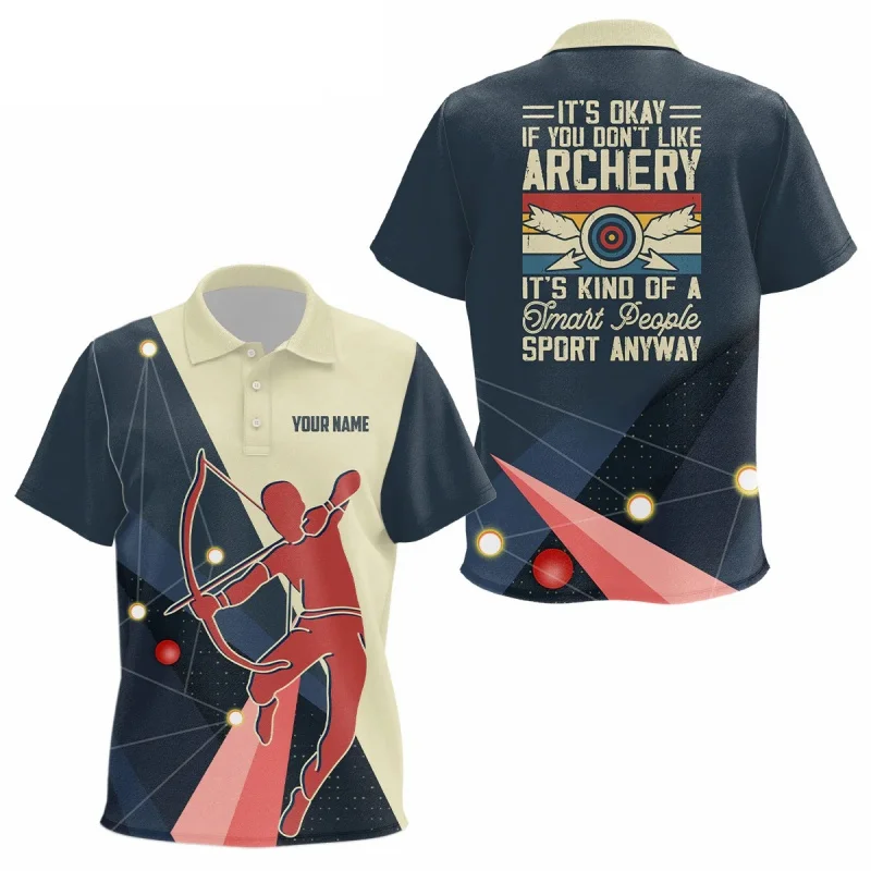Archery Sports Pattern Polo Shirt For Men Customized 3D Printed T-Shirts Summer Street Loose Short Sleeve Lapel Tops Button Tees