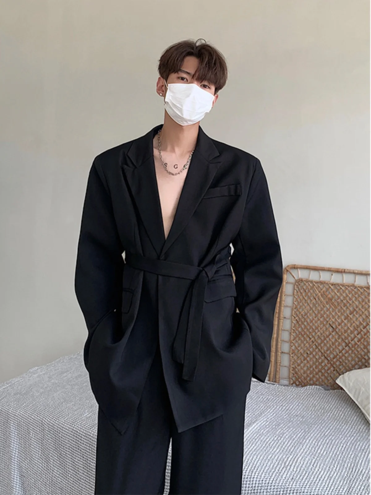 

k Casual Men's Suit Set Loose Fit Classic Collar Briti Sle Outerwear Faionable Brand Youth Spring Autumn Wear