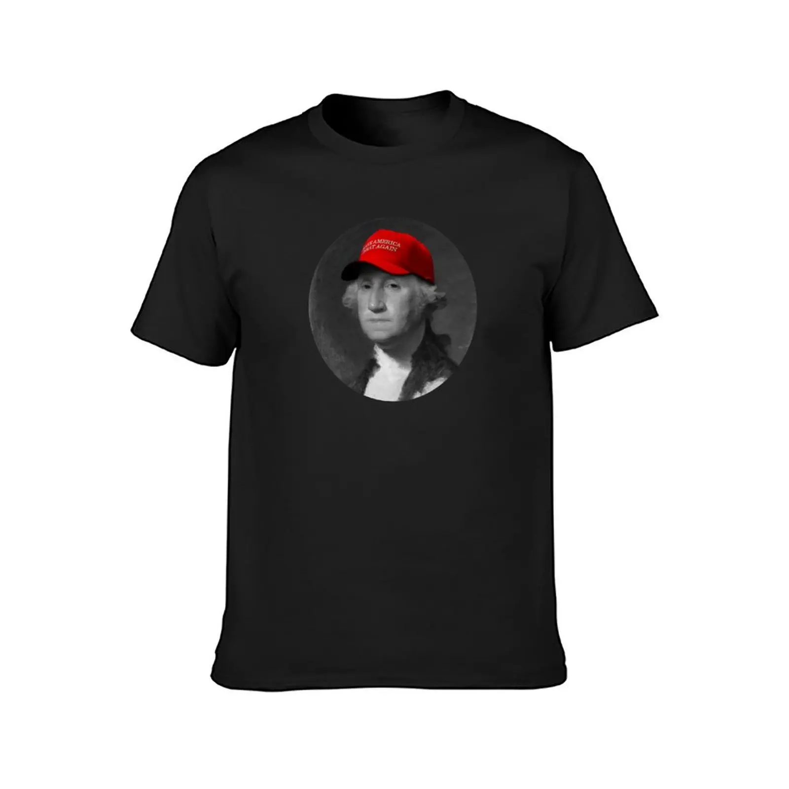 George Washington Make America Great Again Hat Circle T-Shirt quick drying graphics big and tall t shirts for men