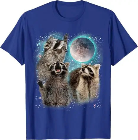 3 Racoon Moon Howling Raccoon Head T-Shirt Let's Get Trashed Funny Retro Raccoon Rock Tee Cowboy Trash Panda Western Country Top - Image 3