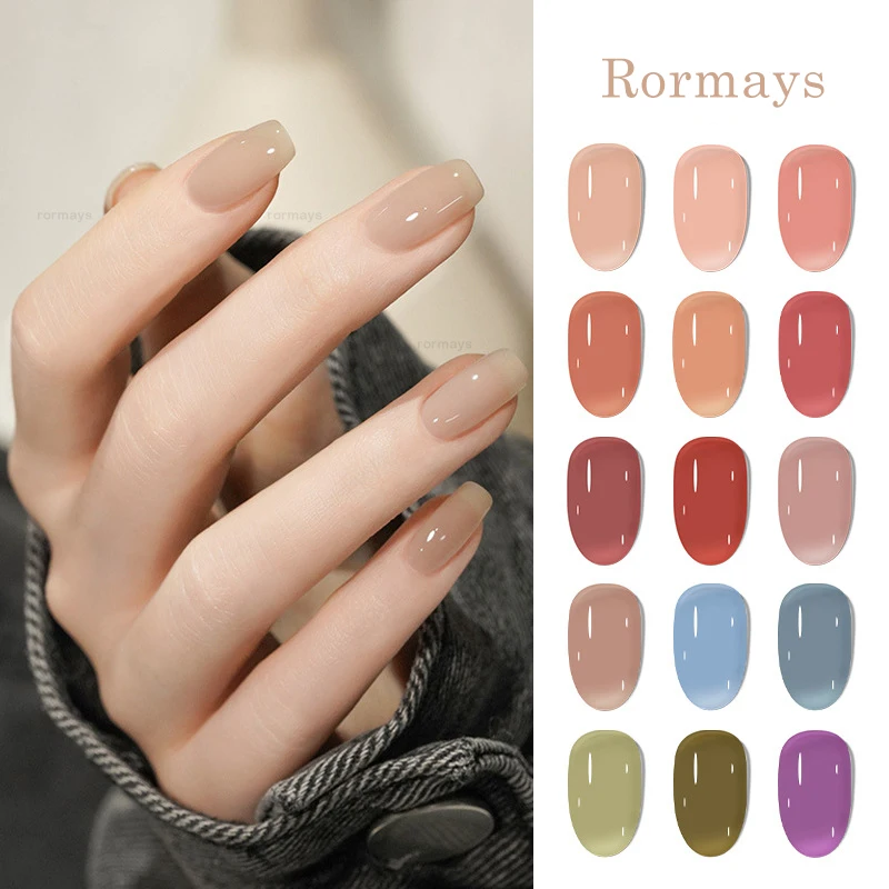 

Rormays 1KG Jelly Color Gel Nail Polish Ice Transparent Jade Grease Gel Semi Permanent Varnish Bare Color UV LED Nail Art Salon