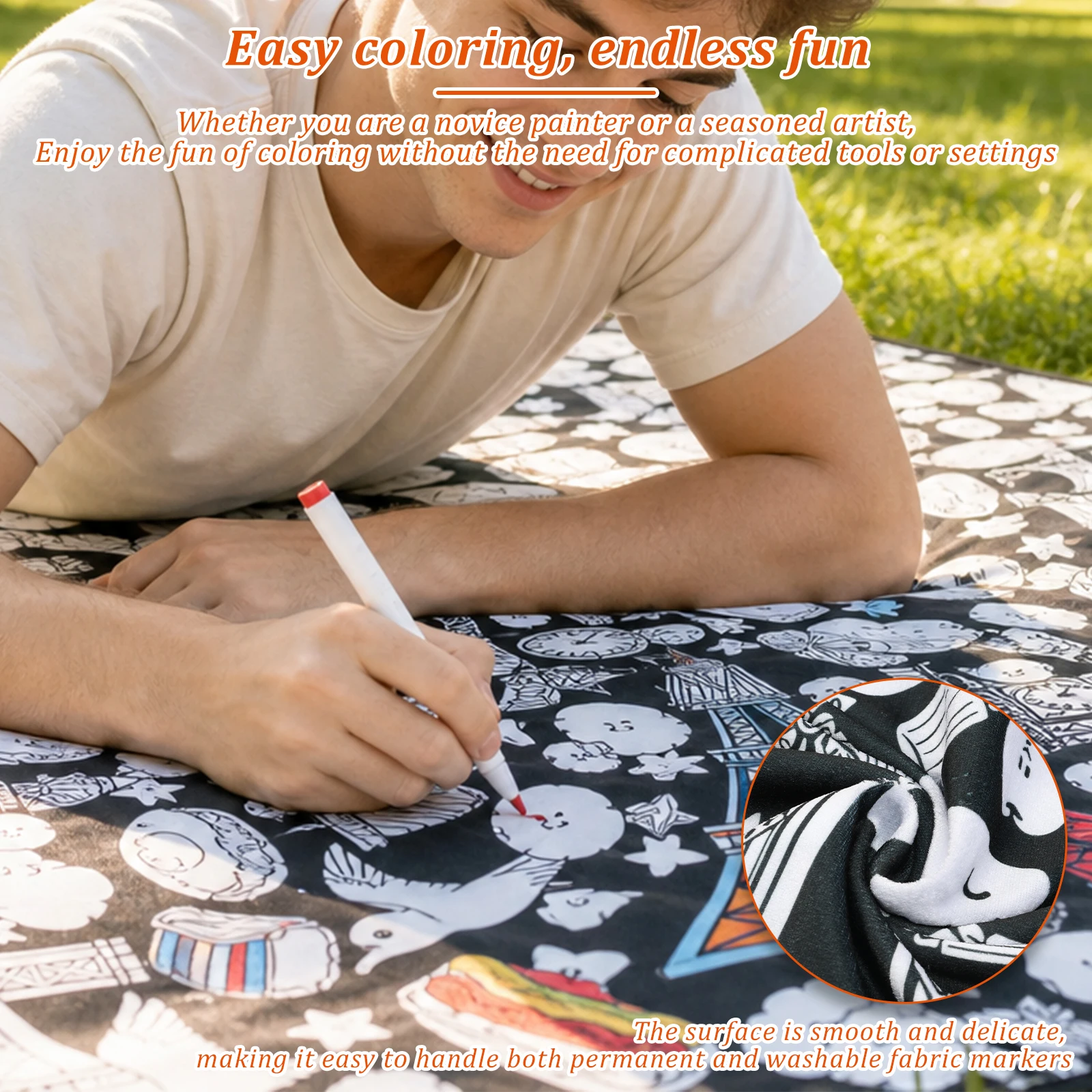 DIY Color Your Own Blanket Washable Reusable Coloring Throw Kit With 12 24 Color Markers For Adult Kid Party Sofa Bed Decor