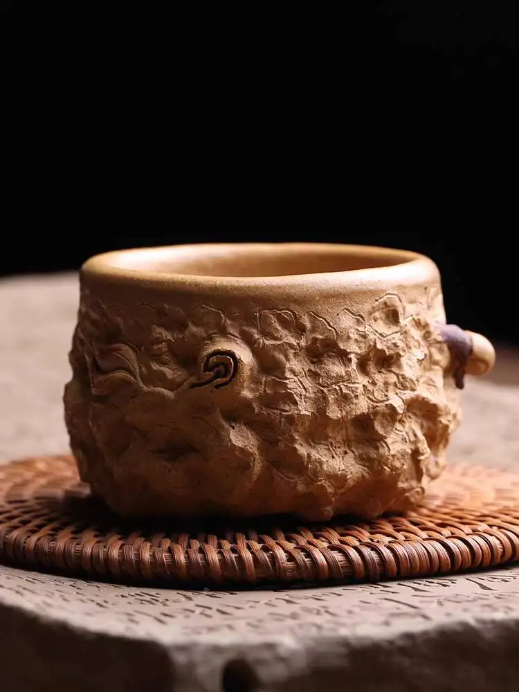 Yixing Original Purple Clay Master Snail-Shaped Gong Chun Tasting Cup, Pure Handmade By Renowned Artists, High-End Kung Fu Tea