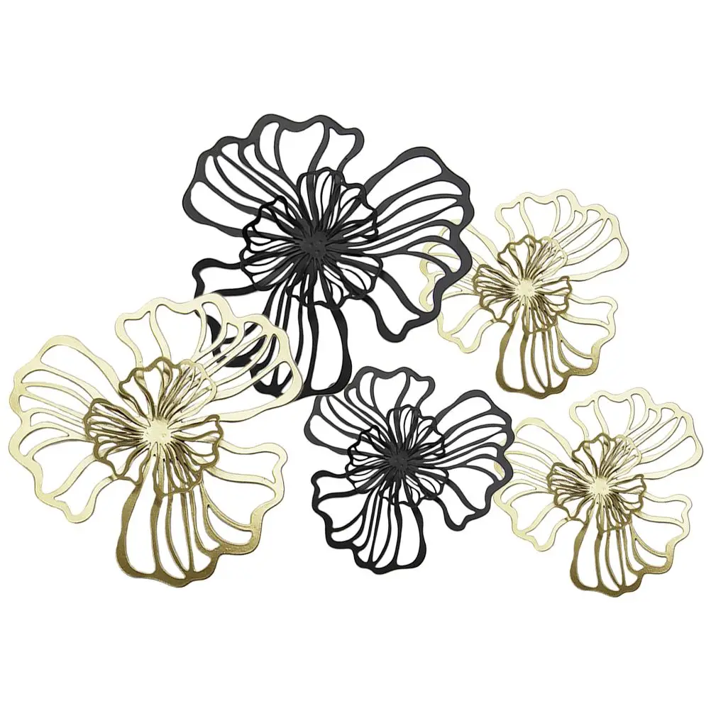 

5 Pcs Flower Wall Decor Craft Sculpture Metal Decors Hanging Floral Ornament Decoration