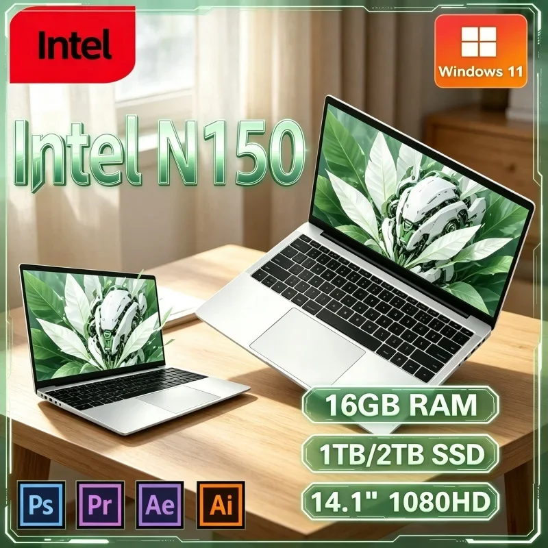 Hot Office Study Gaming PC 14.1' Intel Core N150 1920*1080 HD 16GB 32GB 2TB Win11 Pro New 2026 Laptop