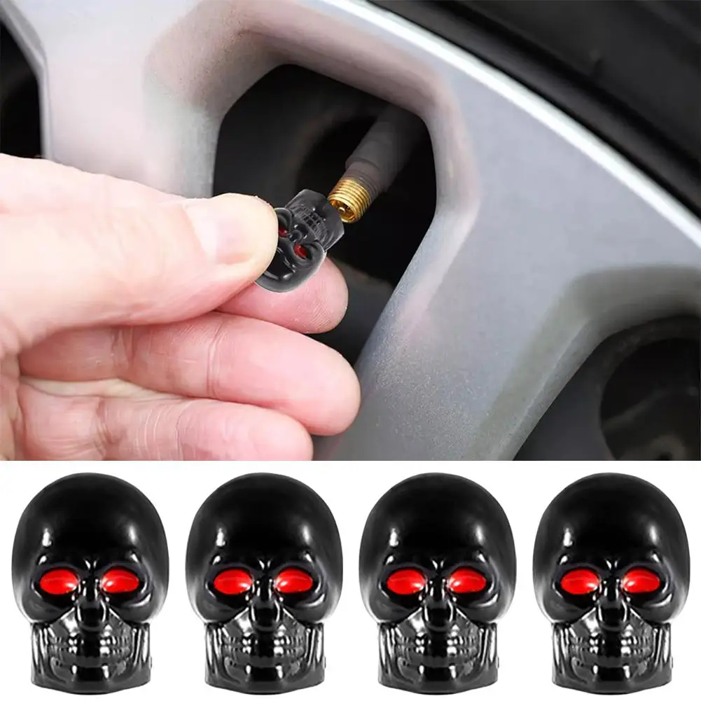 

4Pcs Skull Valve Stem Caps Funny Air Caps Cover, Universal Truck Valve Stem Motorcycle Caps Tires Bike Car W4O2